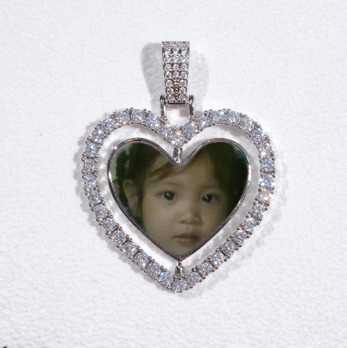 3D Spinning 2-Faced Heart Custom Picture Pendant