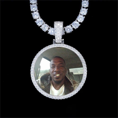 925S & VVS Moissanite 3D Circle Custom Picture Pendant