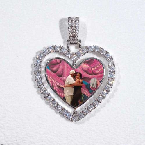 3D Spinning 2-Faced Heart Custom Picture Pendant