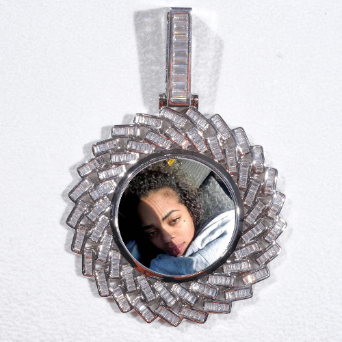 Large 3D Baguette Custom Picture Pendant