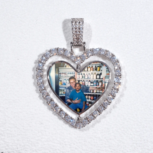 3D Spinning 2-Faced Heart Custom Picture Pendant