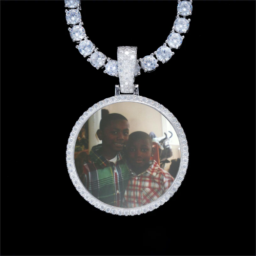 925S & VVS Moissanite 3D Circle Custom Picture Pendant