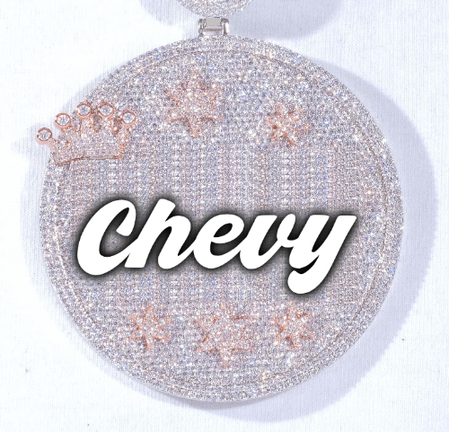 CUSTOM LETTER NECKLACE 3D BIG CROWN DISC