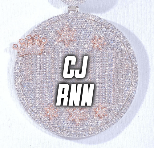 CUSTOM LETTER NECKLACE 3D BIG CROWN DISC