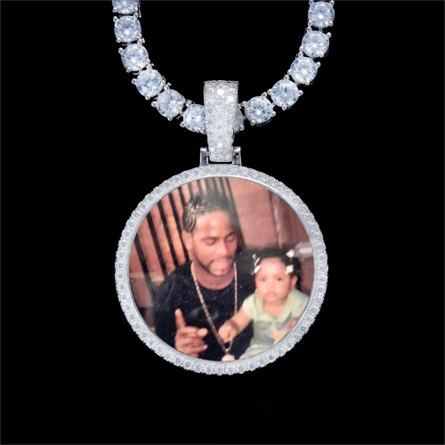 925S & VVS Moissanite 3D Circle Custom Picture Pendant