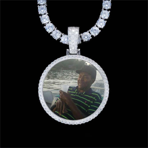 925S & VVS Moissanite 3D Circle Custom Picture Pendant