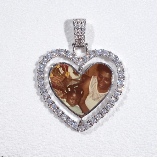 3D Spinning 2-Faced Heart Custom Picture Pendant