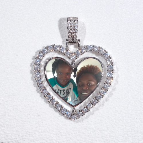 3D Spinning 2-Faced Heart Custom Picture Pendant