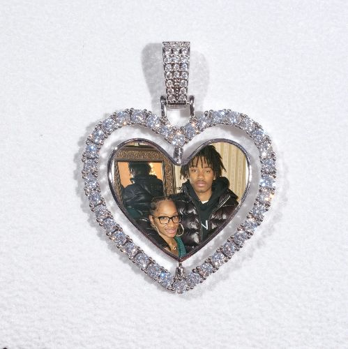 3D Spinning 2-Faced Heart Custom Picture Pendant