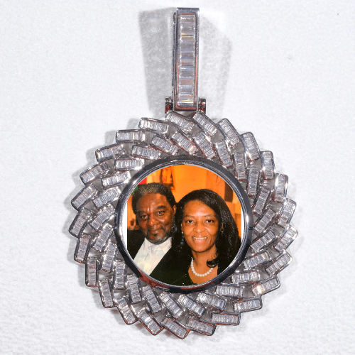 Large 3D Baguette Custom Picture Pendant