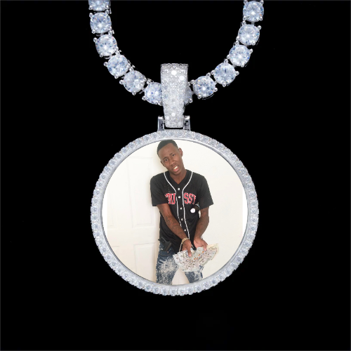 925S & VVS Moissanite 3D Circle Custom Picture Pendant