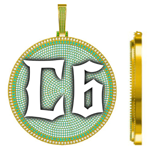 CUSTOM LETTER NECKLACE 3D BIG DISC