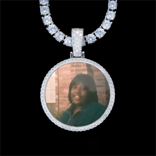 925S & VVS Moissanite 3D Circle Custom Picture Pendant