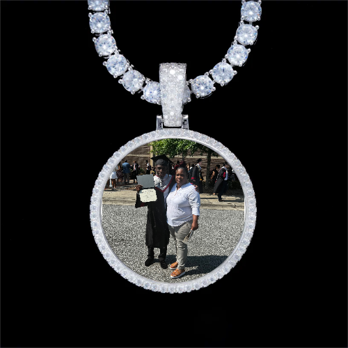 925S & VVS Moissanite 3D Circle Custom Picture Pendant