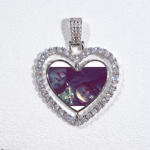 3D Spinning 2-Faced Heart Custom Picture Pendant