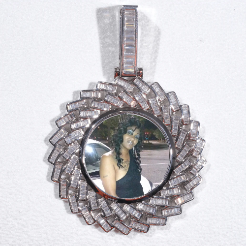 Large 3D Baguette Custom Picture Pendant