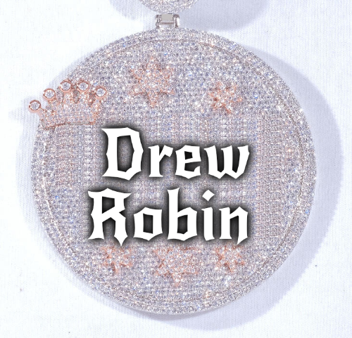 CUSTOM LETTER NECKLACE 3D BIG CROWN DISC