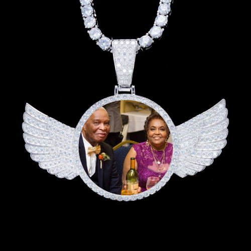 925S & VVS Moissanite 3D Wing Custom Picture Pendant