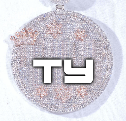 CUSTOM LETTER NECKLACE 3D BIG CROWN DISC