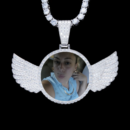 925S & VVS Moissanite 3D Wing Custom Picture Pendant