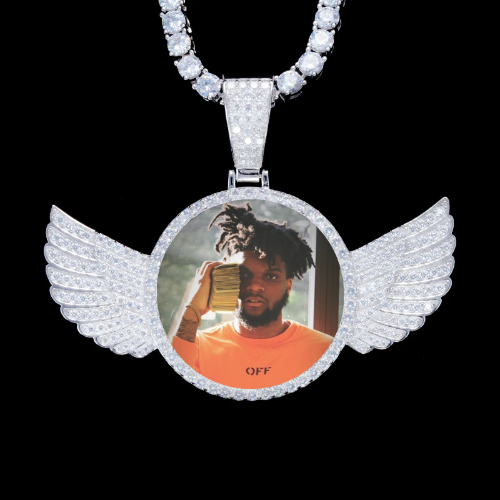 925S & VVS Moissanite 3D Wing Custom Picture Pendant