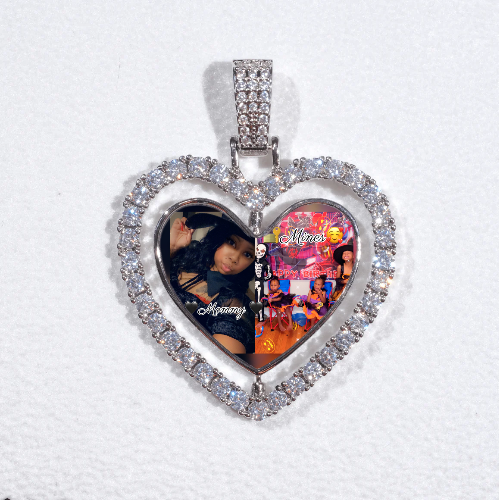 3D Spinning 2-Faced Heart Custom Picture Pendant