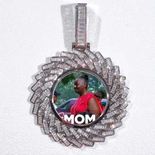 Large 3D Baguette Custom Picture Pendant