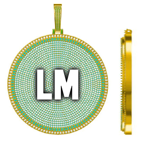 CUSTOM LETTER NECKLACE 3D BIG DISC