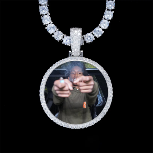 925S & VVS Moissanite 3D Circle Custom Picture Pendant
