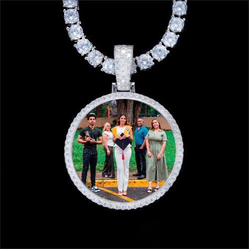 925S & VVS Moissanite 3D Circle Custom Picture Pendant