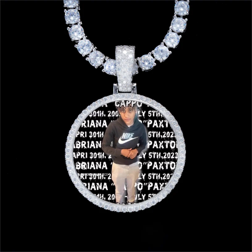 925S & VVS Moissanite 3D Circle Custom Picture Pendant