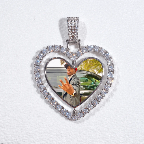 3D Spinning 2-Faced Heart Custom Picture Pendant