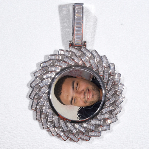 Large 3D Baguette Custom Picture Pendant