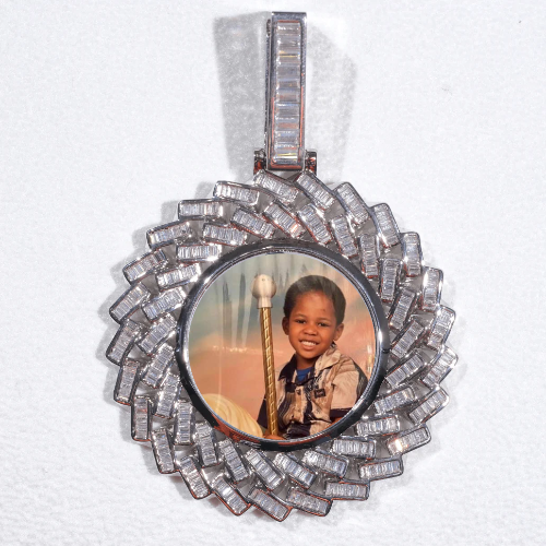 Large 3D Baguette Custom Picture Pendant