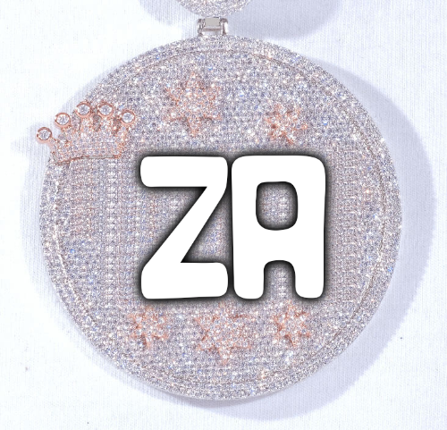 CUSTOM LETTER NECKLACE 3D BIG CROWN DISC