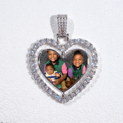 3D Spinning 2-Faced Heart Custom Picture Pendant