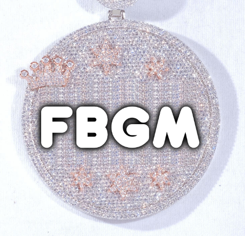 CUSTOM LETTER NECKLACE 3D BIG CROWN DISC