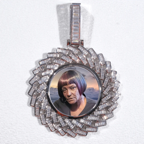 Large 3D Baguette Custom Picture Pendant