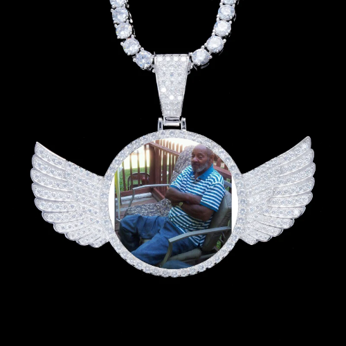 925S & VVS Moissanite 3D Wing Custom Picture Pendant