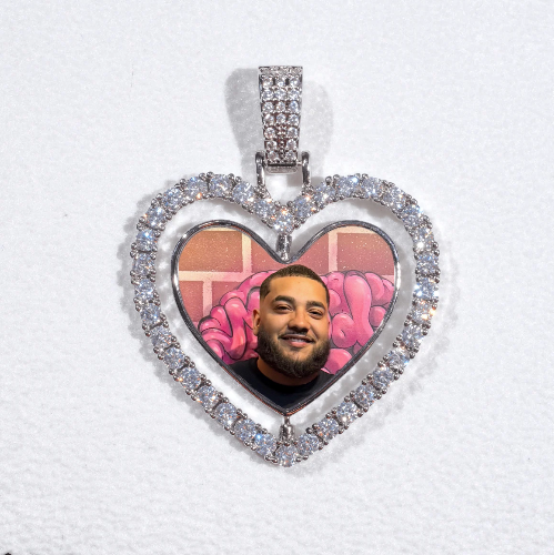 3D Spinning 2-Faced Heart Custom Picture Pendant