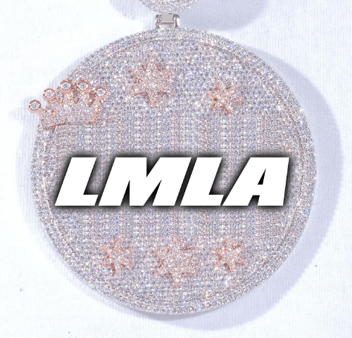 CUSTOM LETTER NECKLACE 3D BIG CROWN DISC
