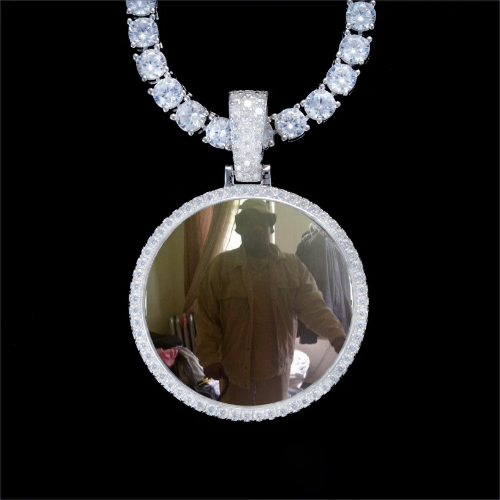 925S & VVS Moissanite 3D Circle Custom Picture Pendant
