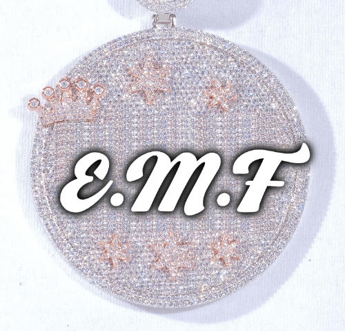 CUSTOM LETTER NECKLACE 3D BIG CROWN DISC