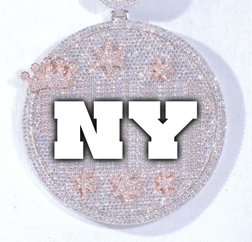 CUSTOM LETTER NECKLACE 3D BIG CROWN DISC