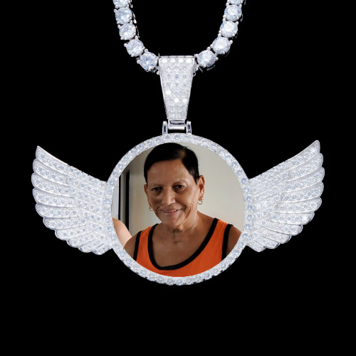 925S & VVS Moissanite 3D Wing Custom Picture Pendant