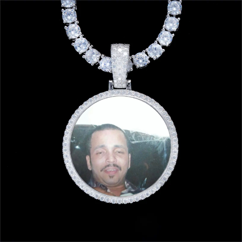 925S & VVS Moissanite 3D Circle Custom Picture Pendant