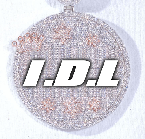 CUSTOM LETTER NECKLACE 3D BIG CROWN DISC