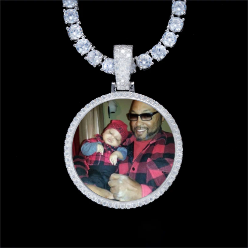 925S & VVS Moissanite 3D Circle Custom Picture Pendant