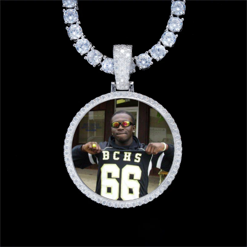 925S & VVS Moissanite 3D Circle Custom Picture Pendant