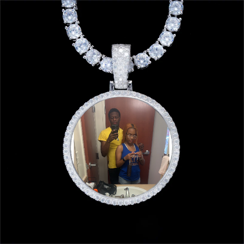 925S & VVS Moissanite 3D Circle Custom Picture Pendant